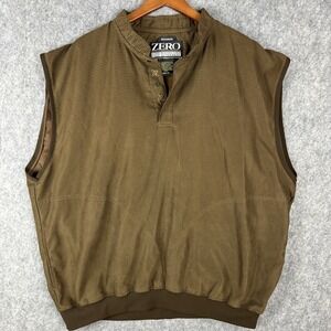 Zero Restriction Golf Vest Mens XXL Brown Houndstooth Microsuede Pullover Snap